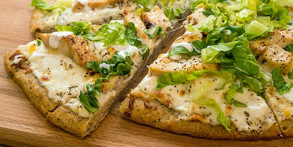 Chicken Crust Caesar Salad Pizza