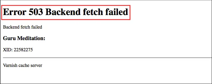 Error 503 Backend Fetch Failed